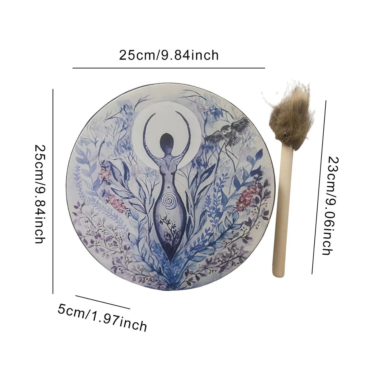 Handcrafted Shamanic Drum with Tree of Life Design - Siberian Spirit Music Instrument and Home Decor with Drumstick