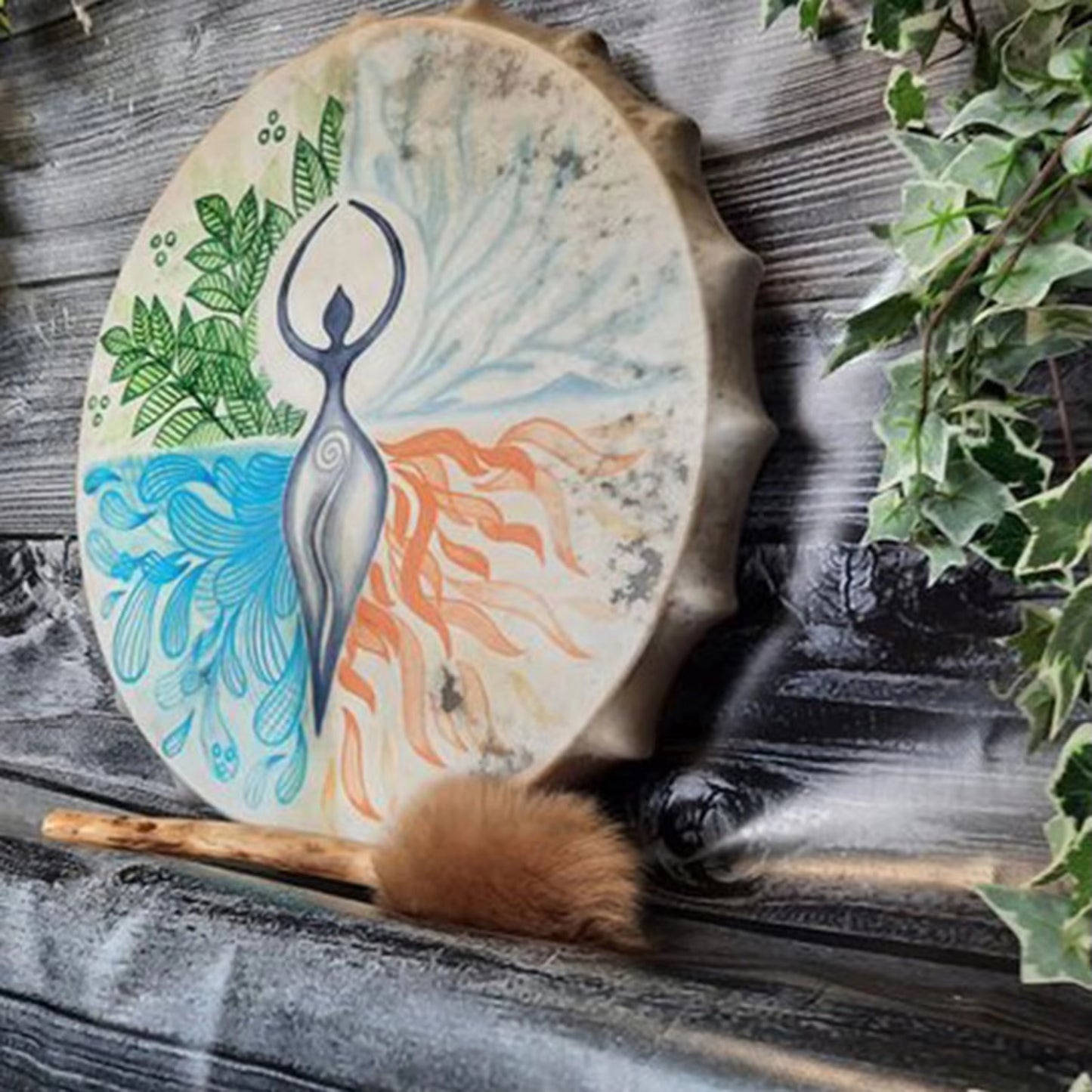 Handcrafted Shamanic Drum with Tree of Life Design - Siberian Spirit Music Instrument and Home Decor with Drumstick
