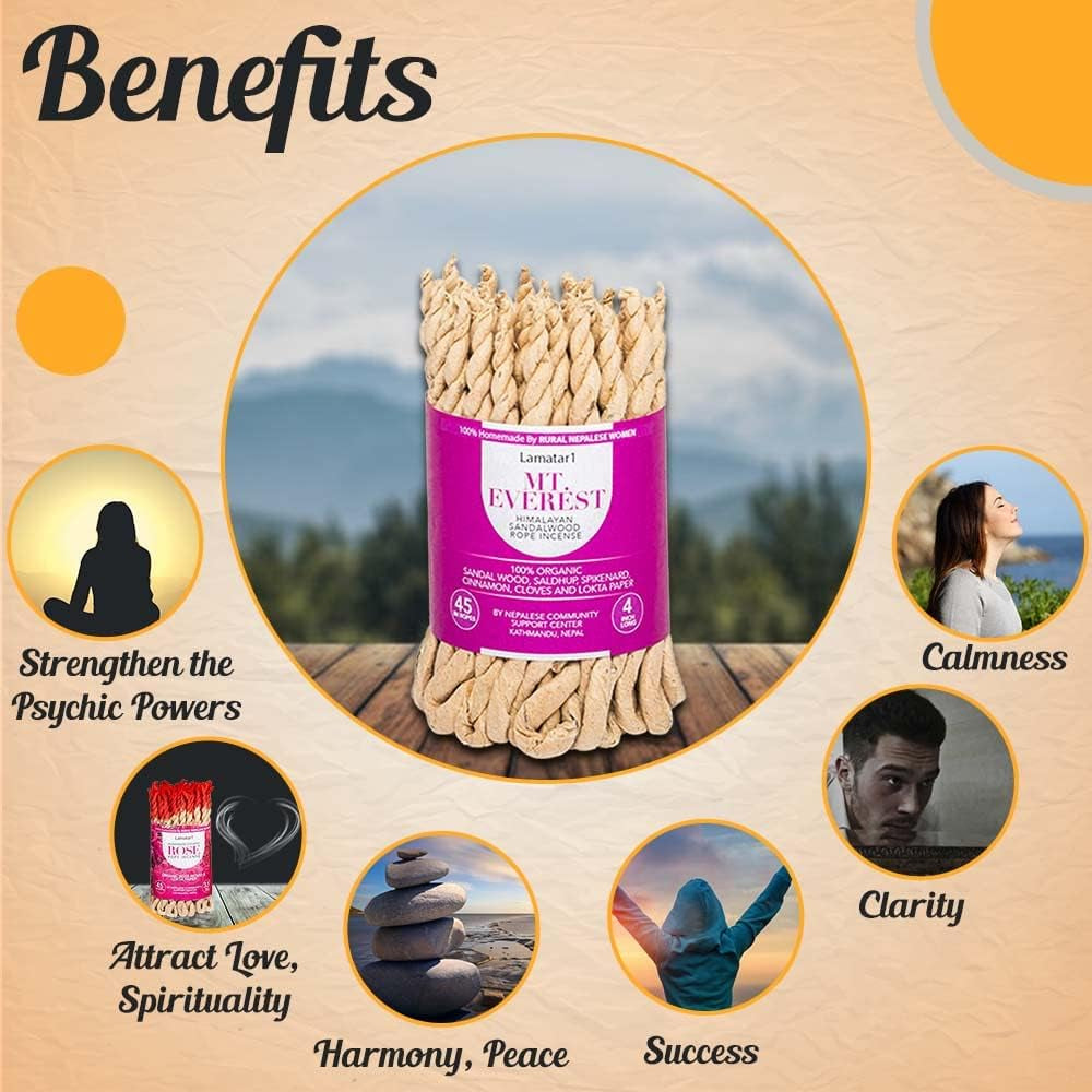 Artisanal Aromatherapy Incense Collection: Tibetan Rose, Himalayan Cedar, and Sandalwood - Exclusively Crafted by Skilled Nepali Artisans
