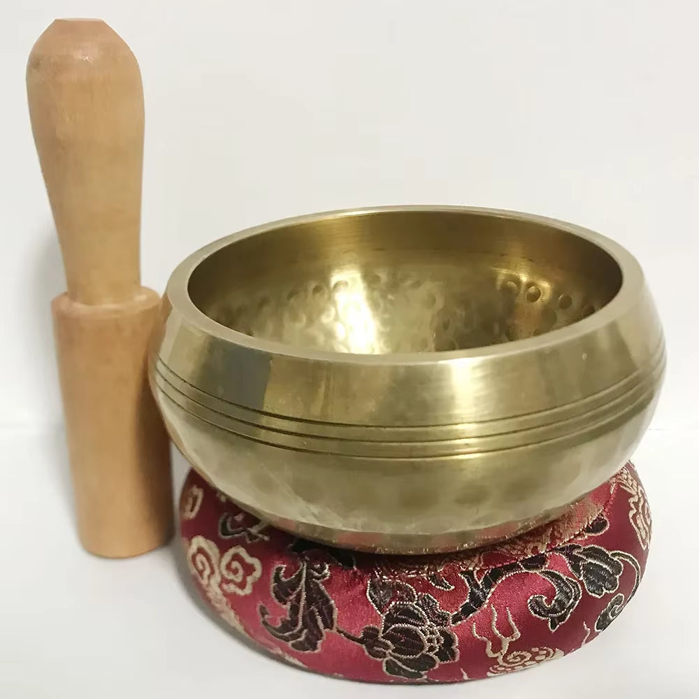 Premium Handcrafted Tibetan Singing Bowls in Seven Sizes for Buddha Yoga Meditation, Including Mallet and Cushion