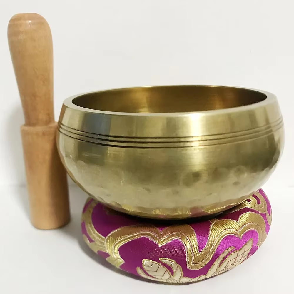 Premium Handcrafted Tibetan Singing Bowls in Seven Sizes for Buddha Yoga Meditation, Including Mallet and Cushion