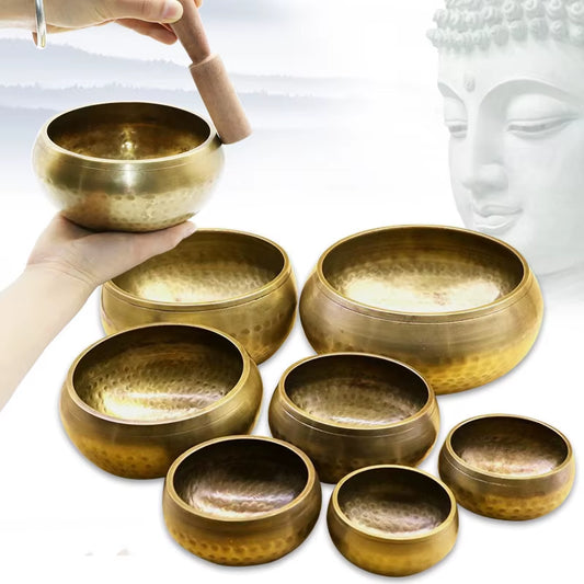 Tibetan Copper Singing Bowls - Handcrafted Decorative Pieces for Home and Yoga, Available in Sizes 8cm to 20cm