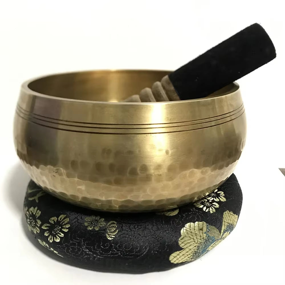 Premium Handcrafted Tibetan Singing Bowls in Seven Sizes for Buddha Yoga Meditation, Including Mallet and Cushion